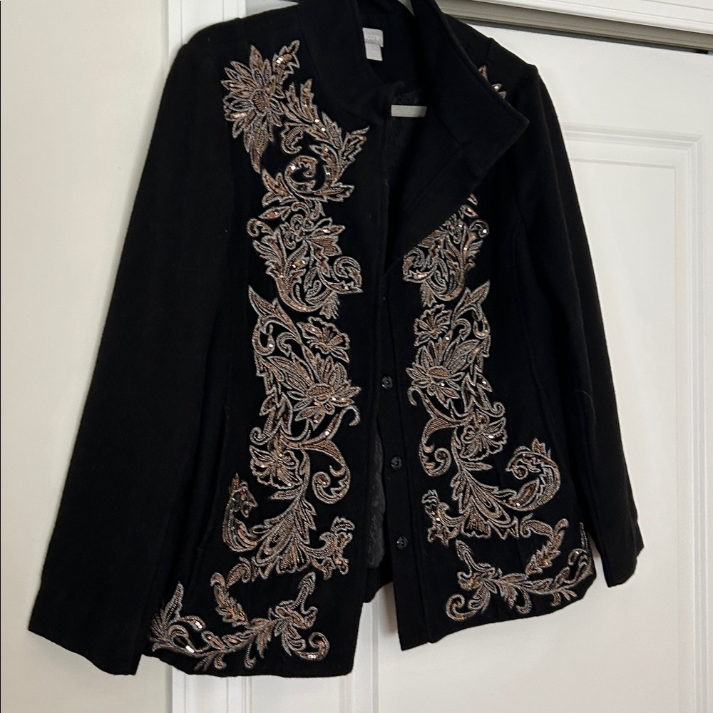 Chico's Black Jacket with Silver Accents